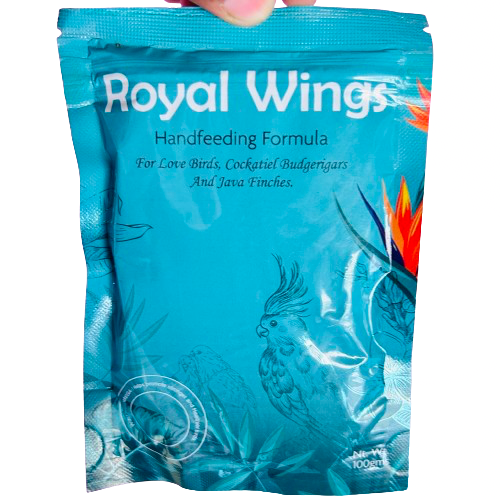 Royal Wings Hand Feeding Formula for Lovebirds, Cockatiels, Budgerigars & Java Finches – 100gm Powder with 10ml Feeding Syringe Kit for Baby Birds