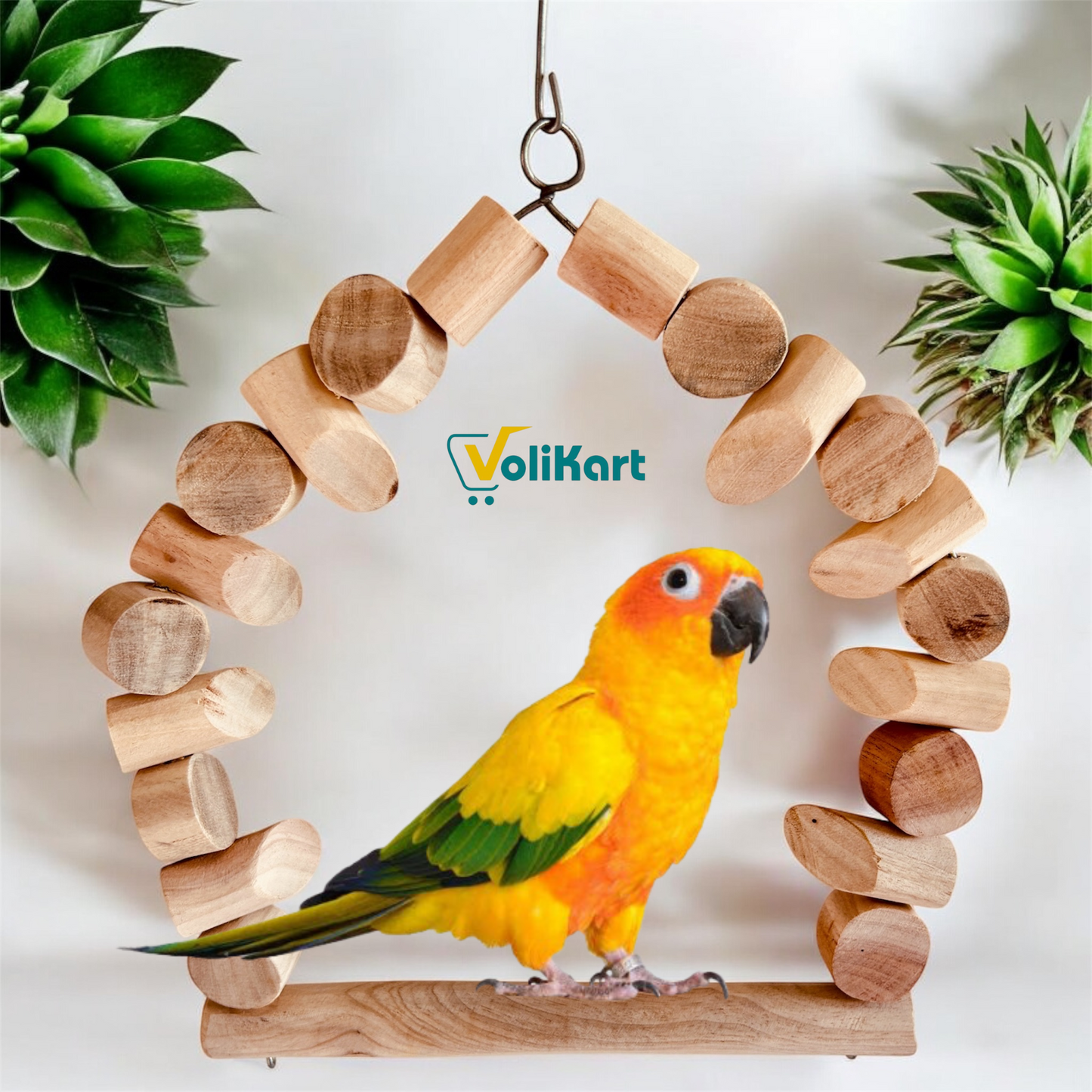 Wooden Hanging Bird Toy – 7x7 inch | Volikart