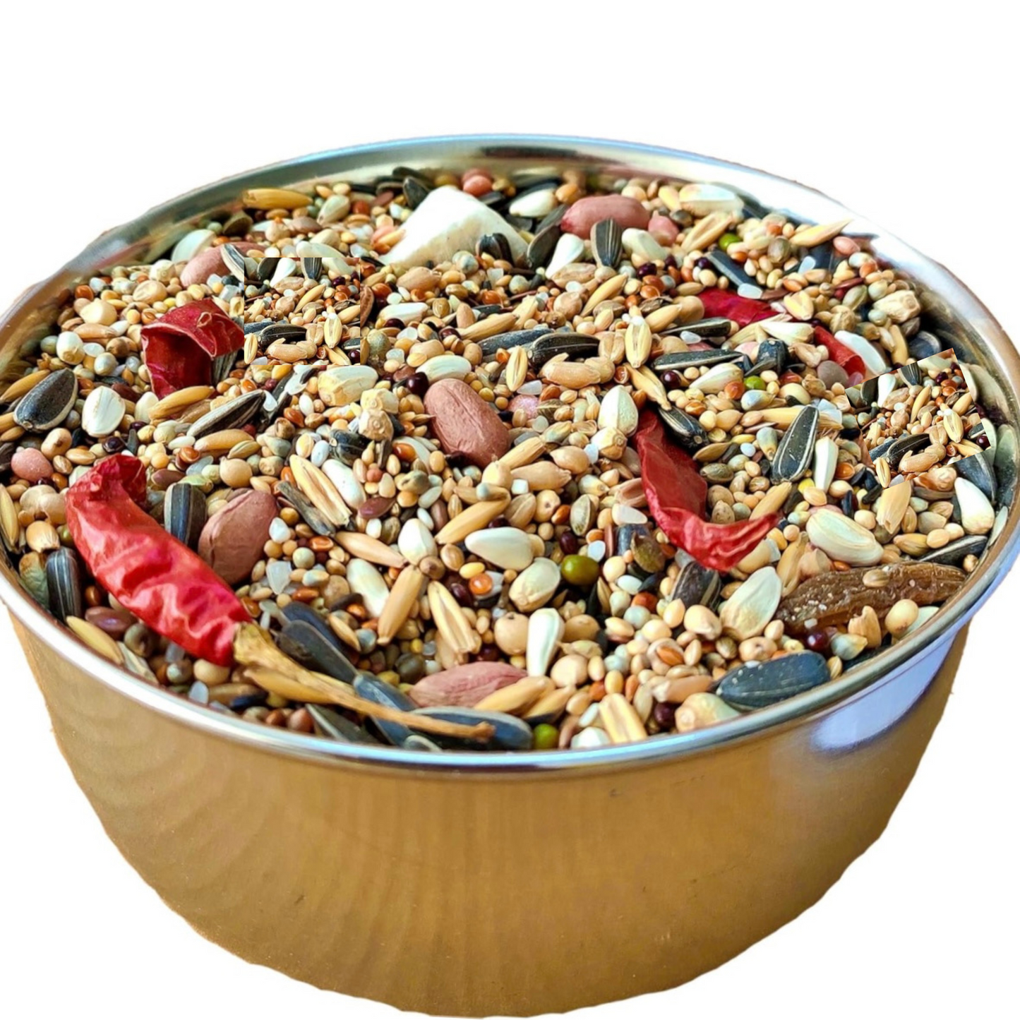 Premium 700gm Seed Mix with Grains, Nuts & Cuttlefish Bone for Sun Conures, Parakeets, Lovebirds & Cockatiels - Nutrient-Rich Bird Food
