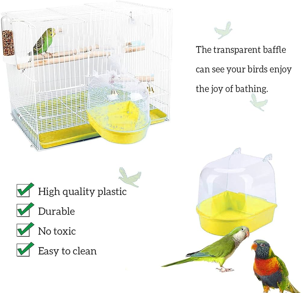 Bird Bath Feeder Box Bird Cage Accessory Supplies Bathing Tub Bath For Pet Brids