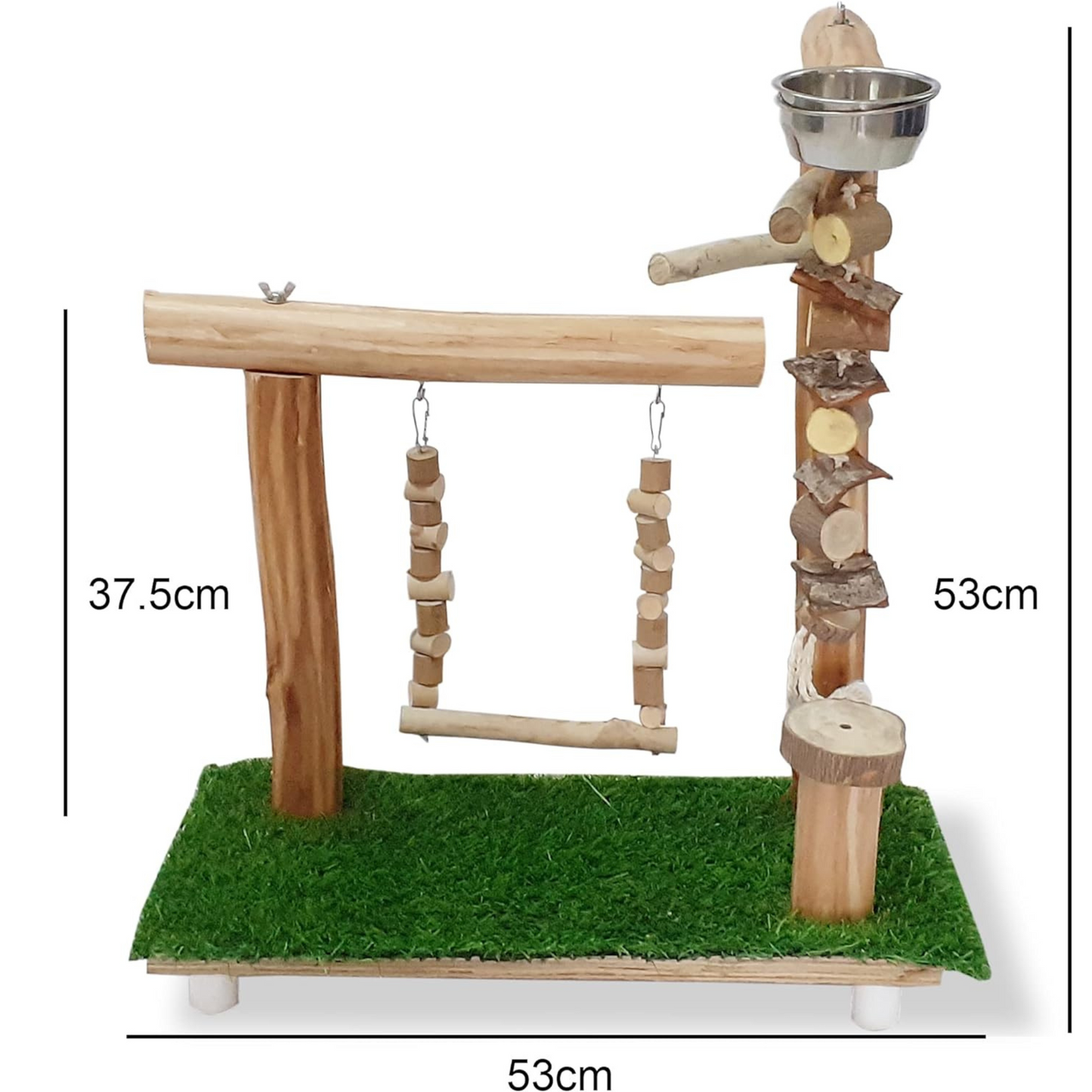 Tame Bird Stand Playing Toy - 100% Neem Wood | Wooden Toys for Conure, African Grey, Macaw, Amazon & Other Birds