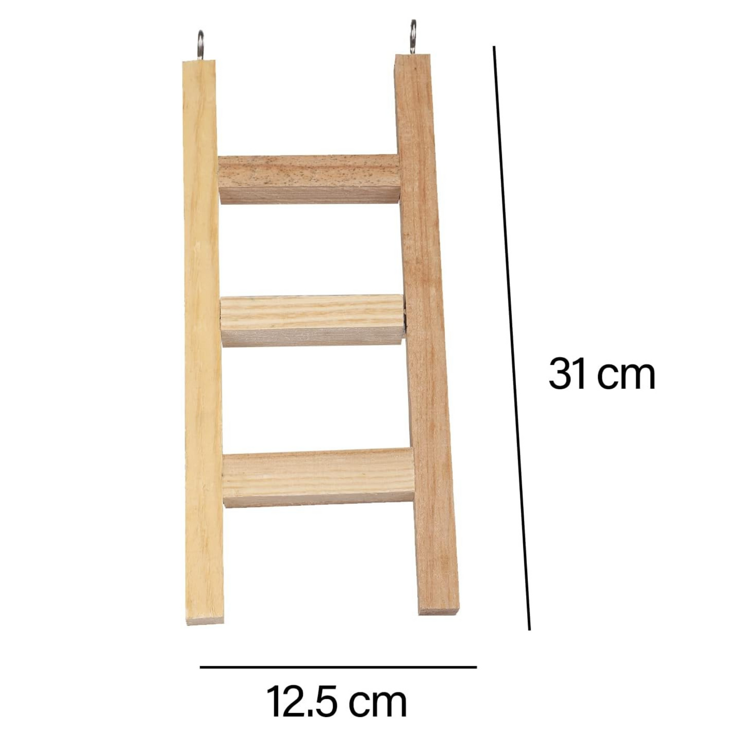 Natural Wooden Ladder Toy for Training, with Hooks, Designed for Birds, Parrot, Budgies and Other Small, Medium Birds Size: 12 / 6 Inch