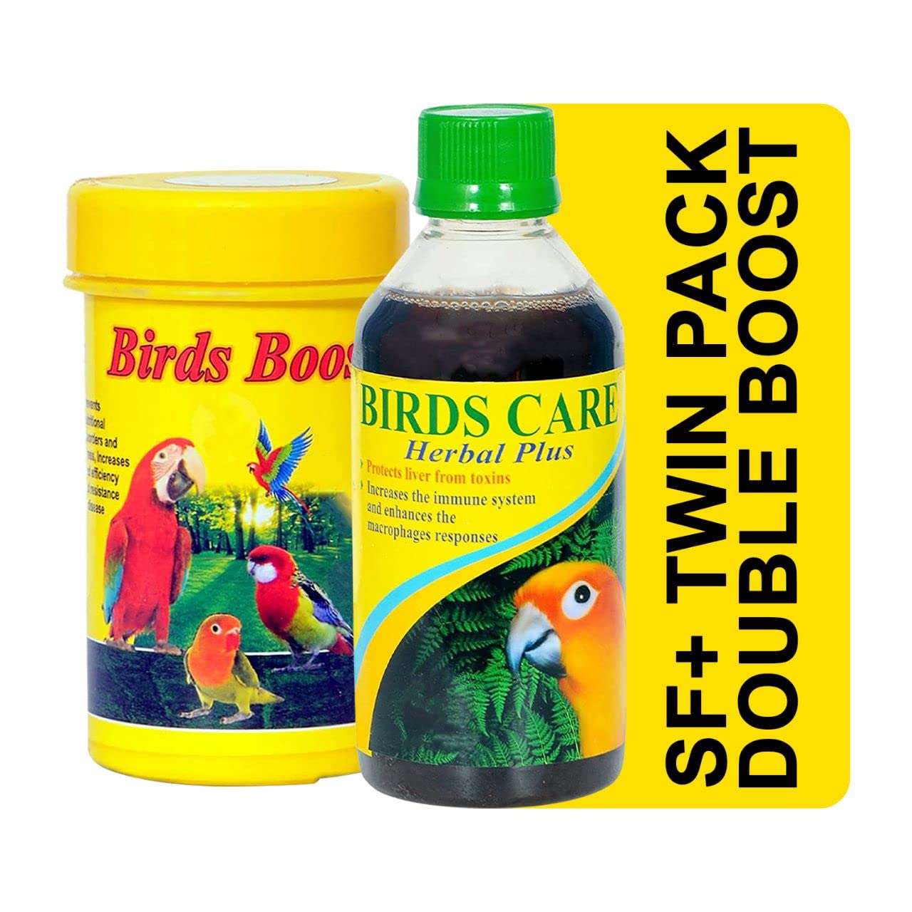 SF+ Bird Booster, Birds Care Health Supplements for Weight Loss Problem and Bone Sharp Problem (Bird Booster 50gm + Herbal Bird Care 60ml