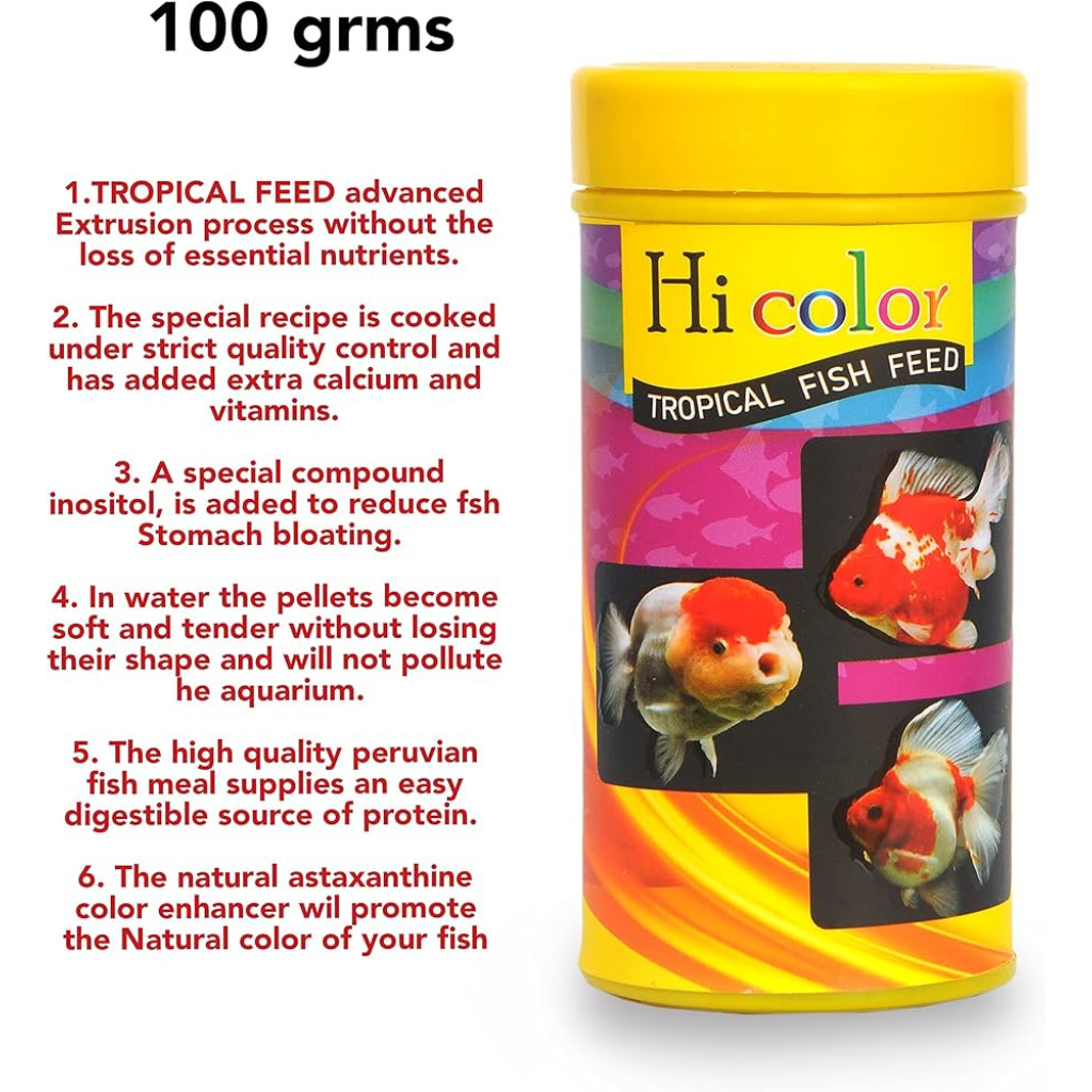 Star Farms Hi Color Fish Feed for All Tropical Fish – 100g | High Protein Formula for Bright Colors & Healthy Growth