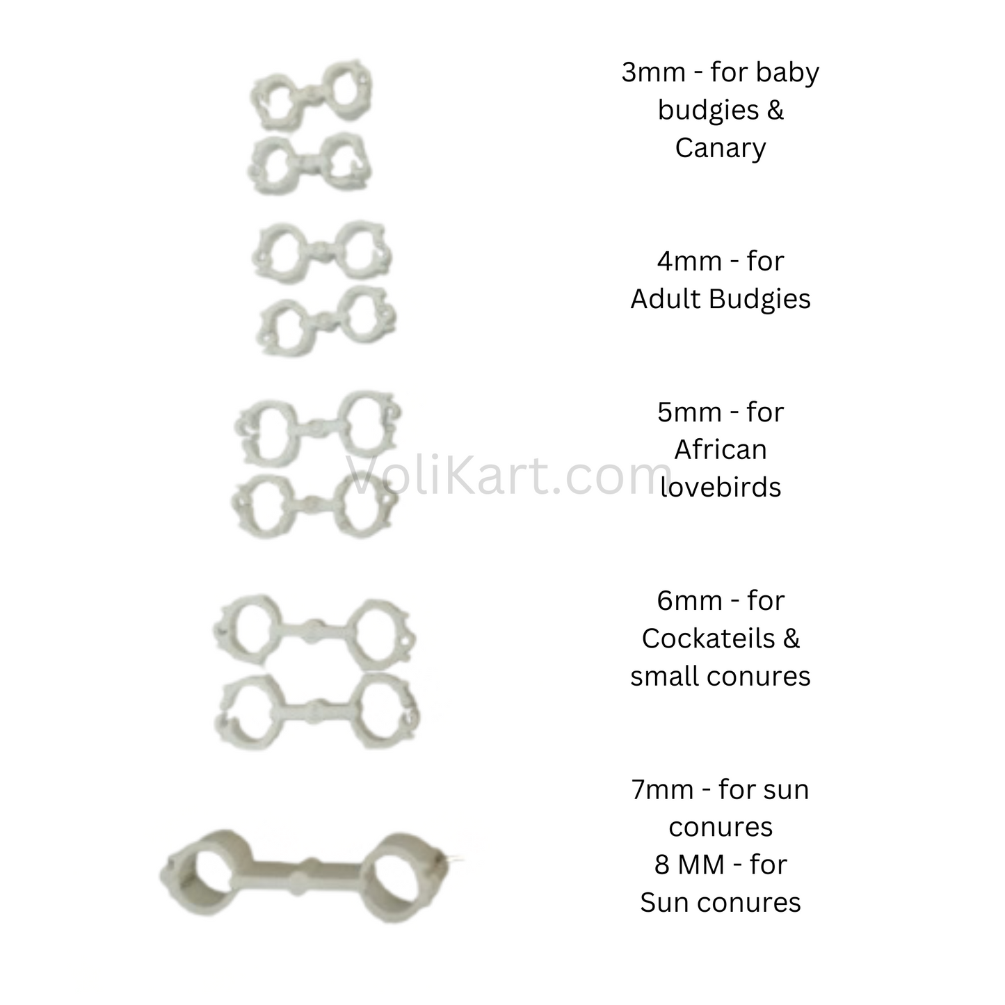 Sun Conure Bird Splayed ring band (6mm) Splayed Leg Treatment Bracelet for Birds - Corrective Brace for Sun Conure Similar size bird (1 Piece)