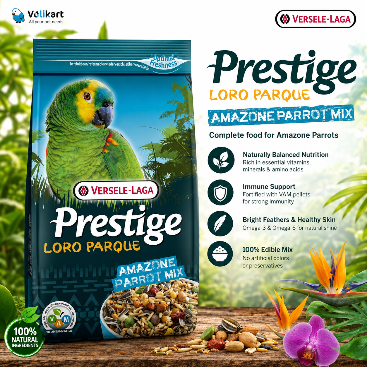 Versele-Laga Prestige Loro Parque Amazone Parrot Mix 1kg | Available on Volikart™