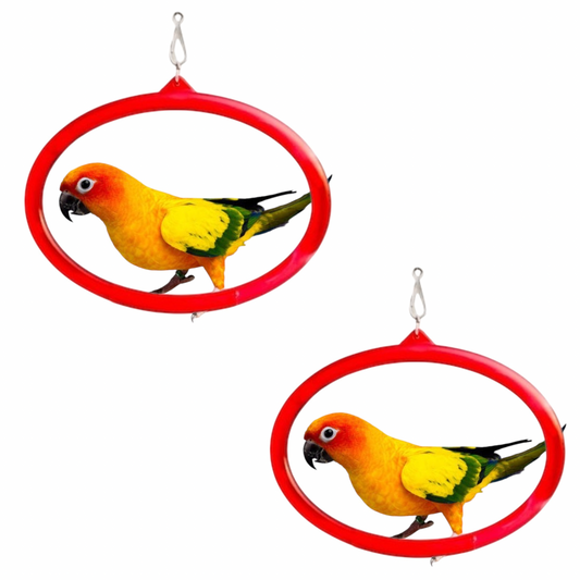 Pack of 2 Hanging Bird Play Rings.Perch Swing for Cage Bird Love Bird Budgrigar Sun Conure, Parakeets, Cockatiels, and Small Birds