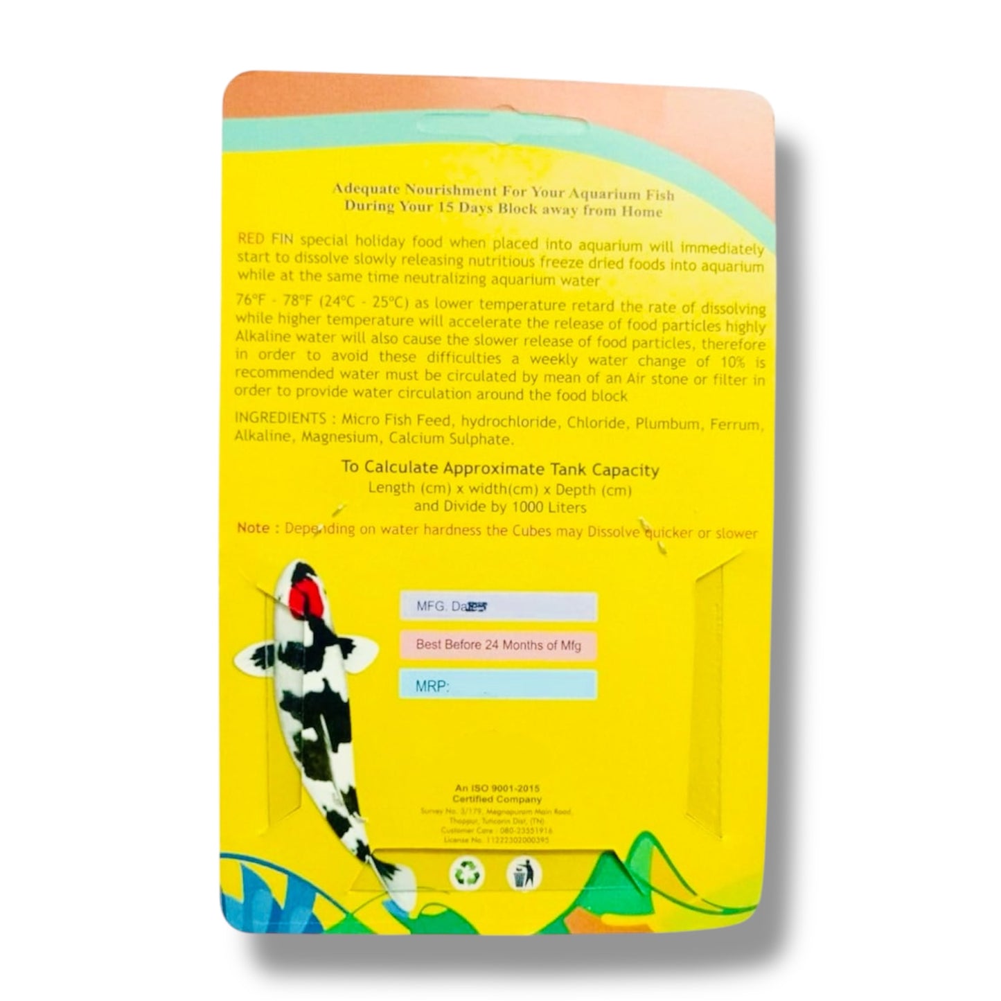 Red Fin Holiday Fish Food Blocks (Set of 2) – 15 Days Slow Release Fish Food for All Tropical Aquarium Fish