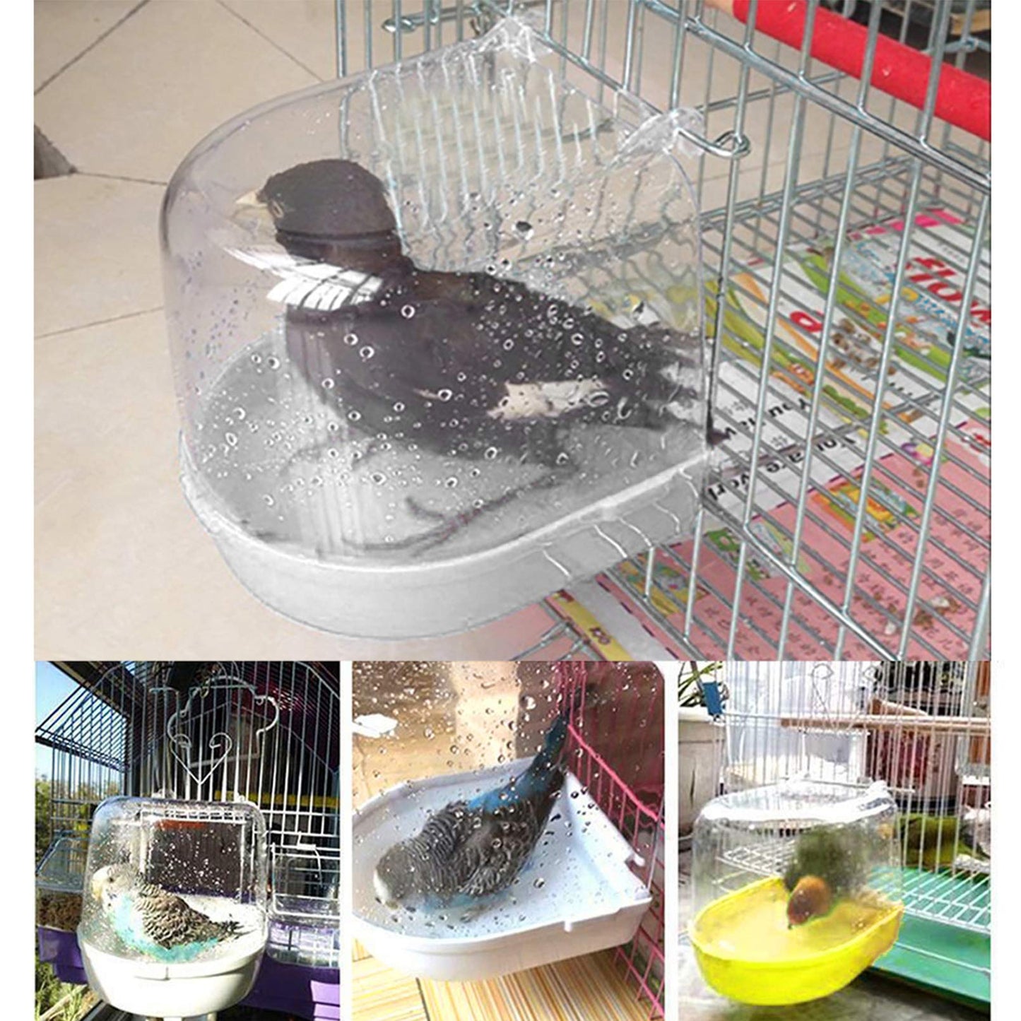 Bird Bath Feeder Box Bird Cage Accessory Supplies Bathing Tub Bath For Pet Brids