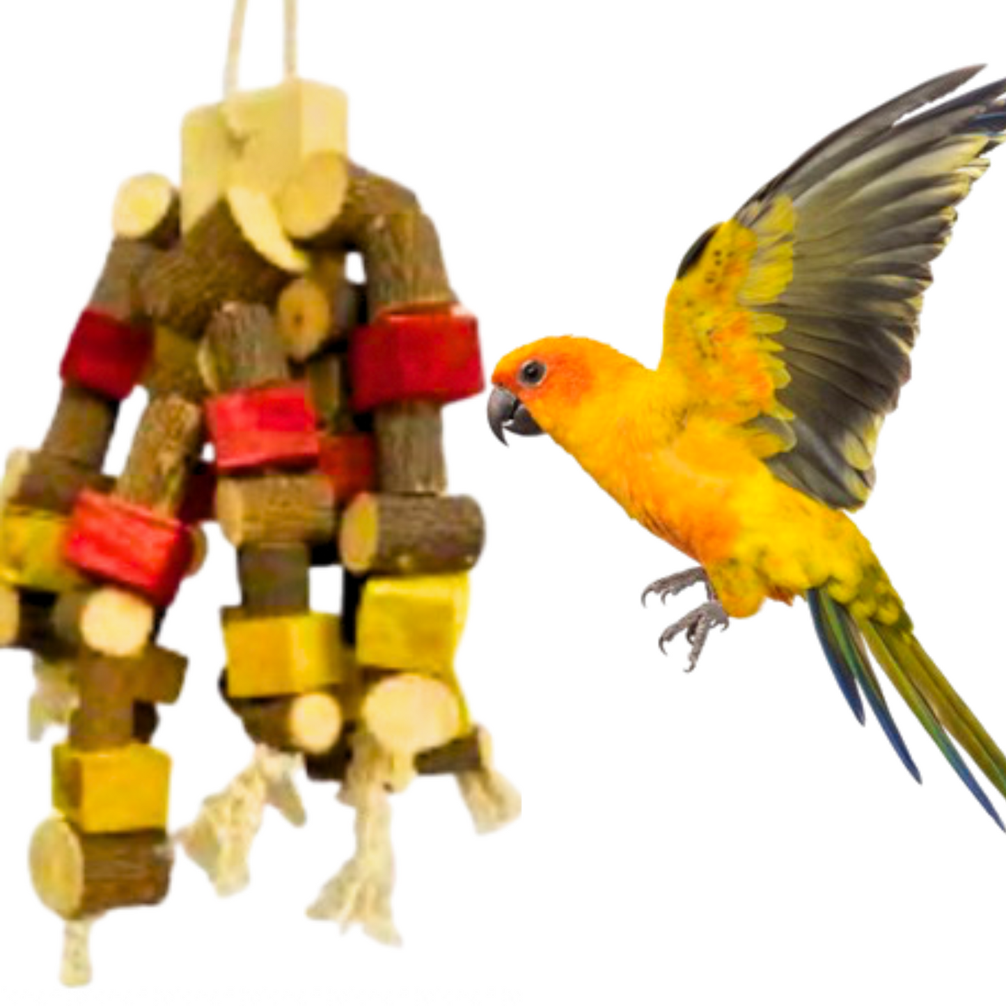 Natural Wooden Chew Toy for Parrots – Safe & Durable Bird Cage Hanging Toy for all Birds