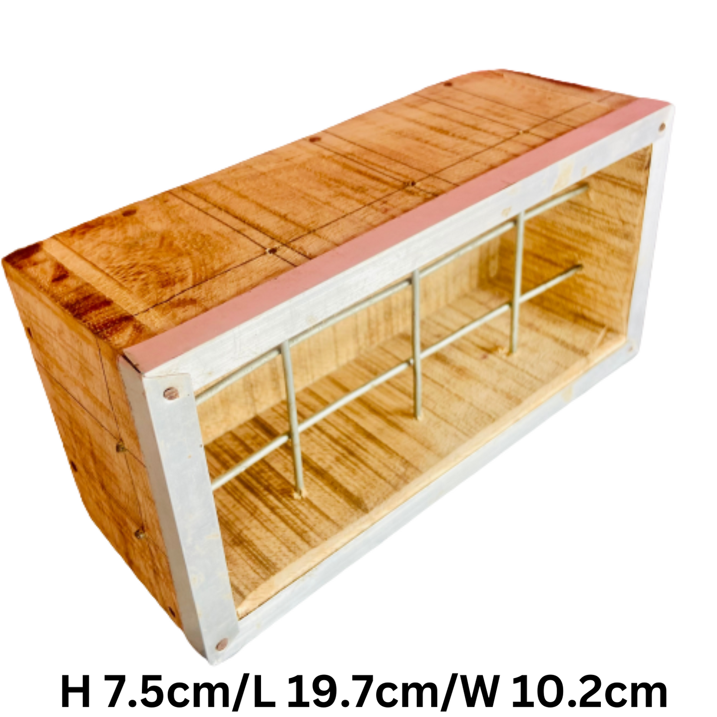 Wooden seed feeder with net for birds. no wastage of seed