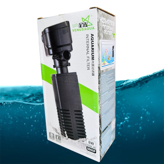 Internal Aquarium Filter 8W – 550 L/H Flow | Undergravel Fish Tank Filter for Freshwater & Saltwater | Mechanical Filtration System