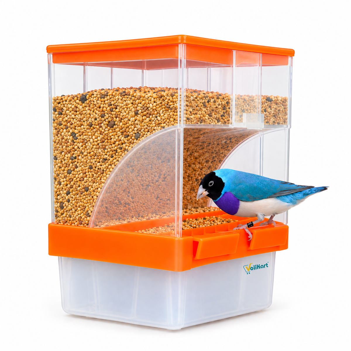 Volikart 300ml Automatic Bird Seed Feeder – Mess-Free Cage Feeder