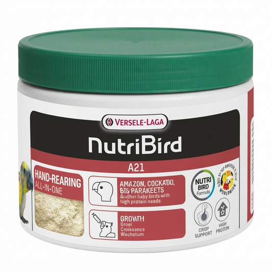 Versele-Laga NutriBird A21 Hand Rearing Food for Baby Birds – Amazons, Cockatoos & Large Parakeets – 250g
