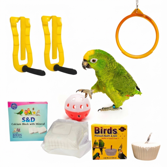 Volikart Bird Mineral & Activity Combo | Swing Toy, Ball & Calcium Holder for Birds