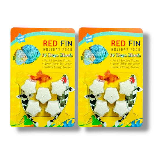 Red Fin Holiday Fish Food Blocks (Set of 2) – 15 Days Slow Release Fish Food for All Tropical Aquarium Fish