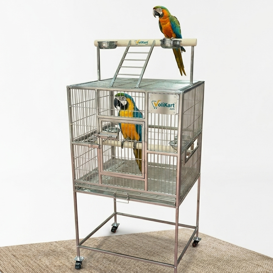 Volikart™ Large Stainless Steel Parrot & Macaw Cage with Stand – VoliKart