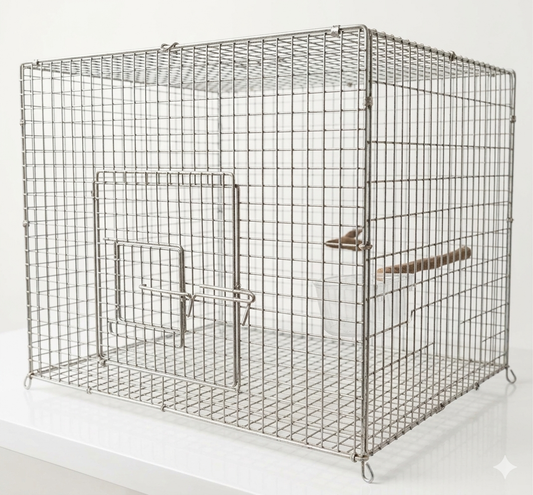 Cage for Budgerigars, Lovebirds, Finches, and Java Birds - L 20 inches x H 14 inches x W 15 inches.Bird Folding Cage