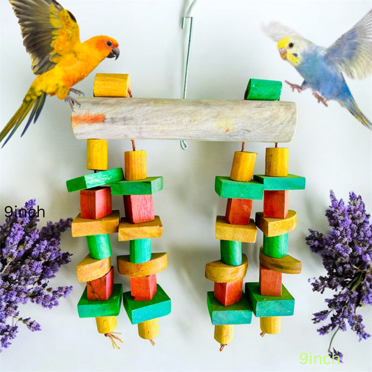 Colorful Wooden Hanging Bird Toy – 9x9 inch | Volikart