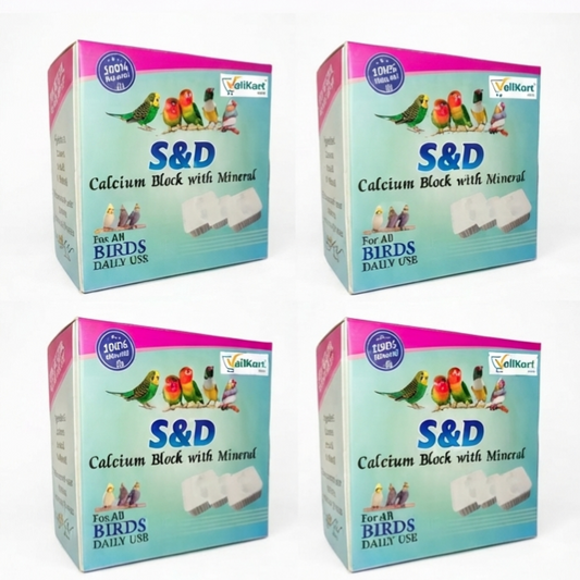 S & D Calcium Block for Birds – 4 × 50g | Calcium & Mineral Supplement for Parrots, Budgies, Cockatiels & All Birds