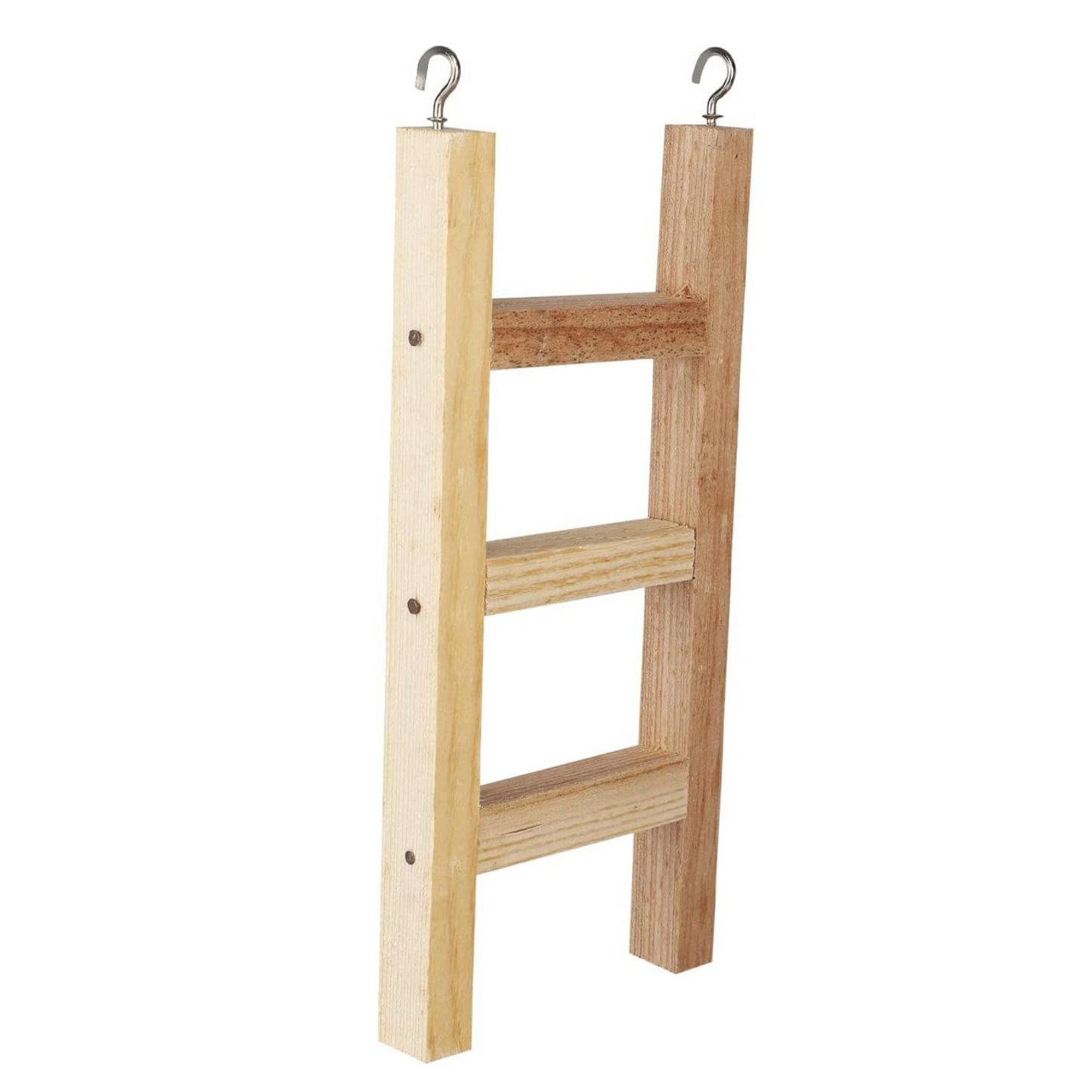 Natural Wooden Ladder Toy for Training, with Hooks, Designed for Birds, Parrot, Budgies and Other Small, Medium Birds Size: 12 / 6 Inch