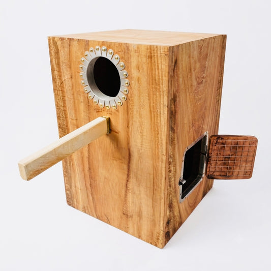 Sun Conure Wooden Breeding Box with Double Door & Inner Wire Net | Hanging Nesting Box for Conure Birds