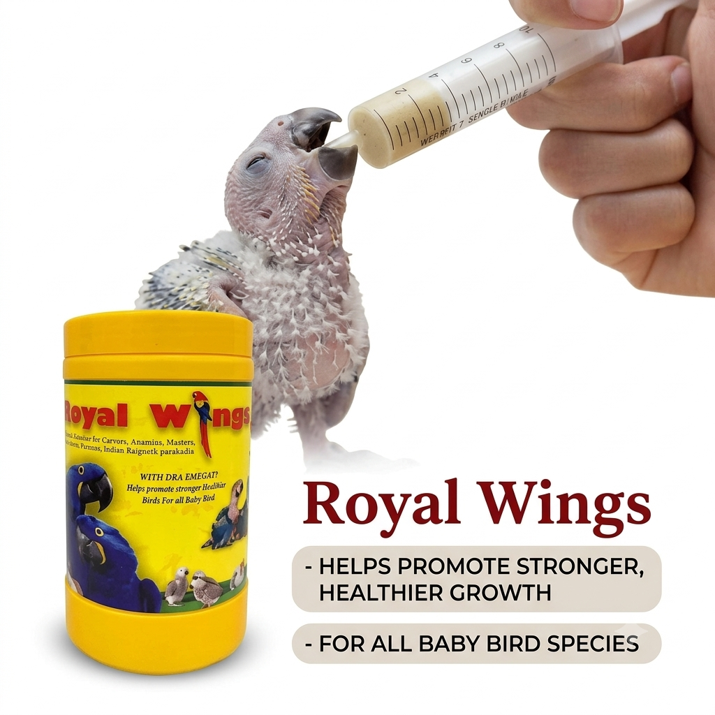 Star Farms Royal Wings Baby Bird Hand Feeding Formula with DHA Omega-3 – 700g | Complete Nutrition for Parrots, Conures & Macaws