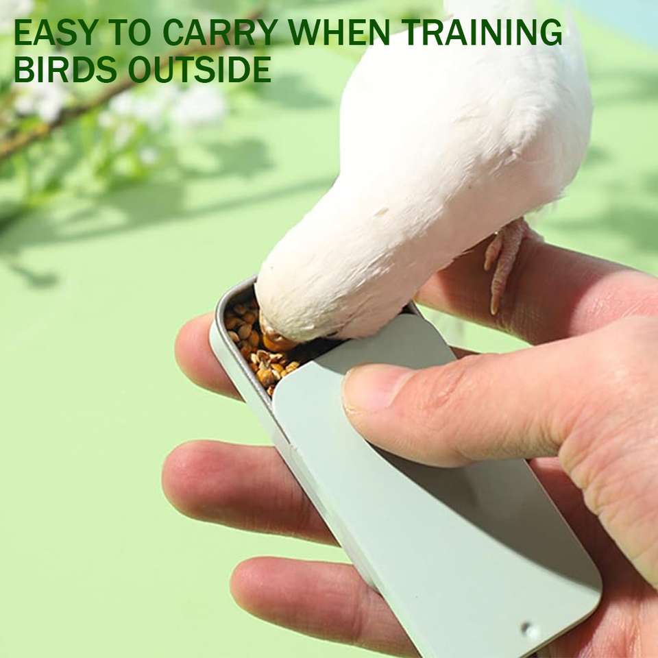 Volikart™ Portable Bird Training Feeding Box – Pocket-Sized Stainless Steel Slide Top Bird Feeder. Durable Outdoor Training Treat Box