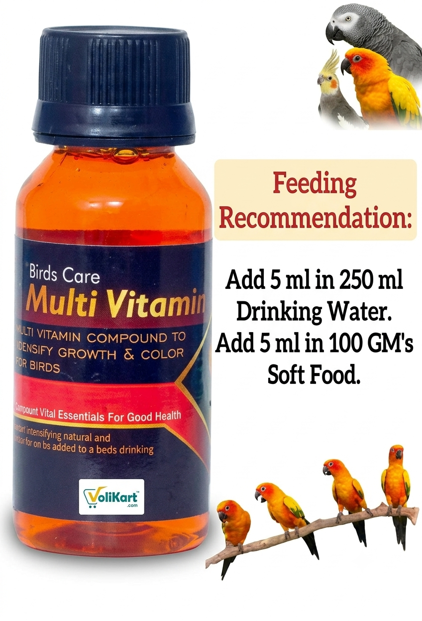 Birds Care Multivitamin 60ml for All Birds | Feather Growth & Overall Health Supplement