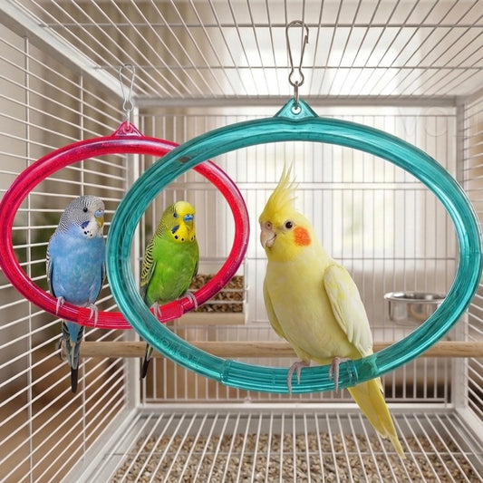 Volikart™ Bird Swing Set (2 Pieces) | Hanging Ring Perch | Cage Swing Toy for Budgies, Lovebirds, Cockatiels & Small Parrots