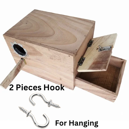 Wooden Breeding Nest Box for Cockatiel, Small Conure & Similar Birds | 14 x 10 x 10 Inch
