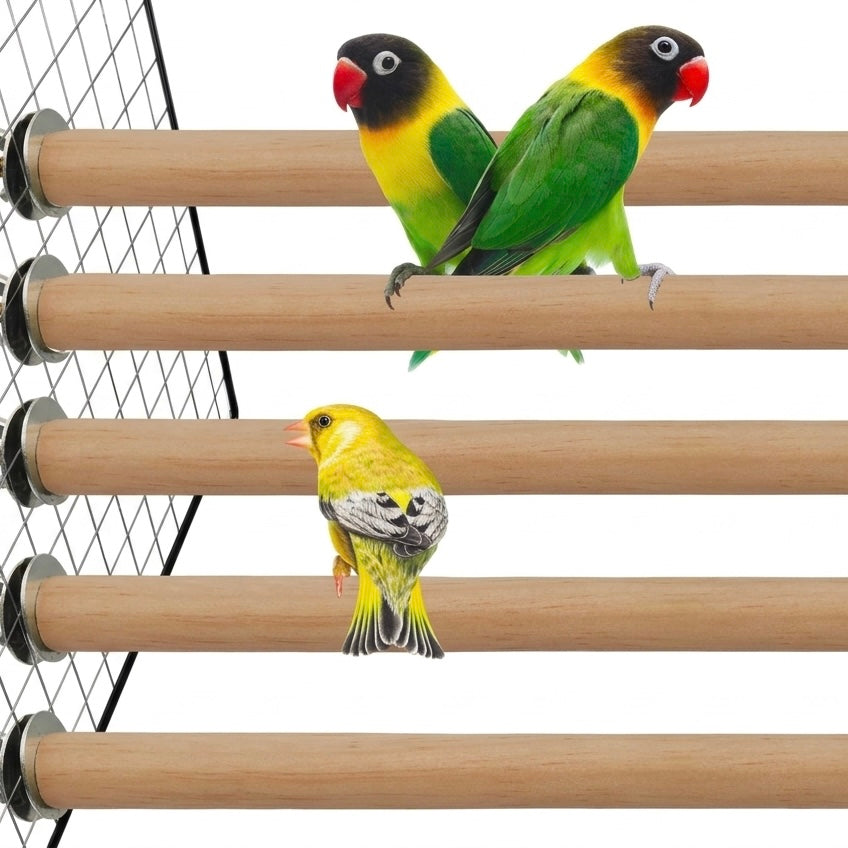10 Inch Natural Neem Wood Bird Perch | 5 Pieces Wooden Perch Sticks for Parrots & Small Birds