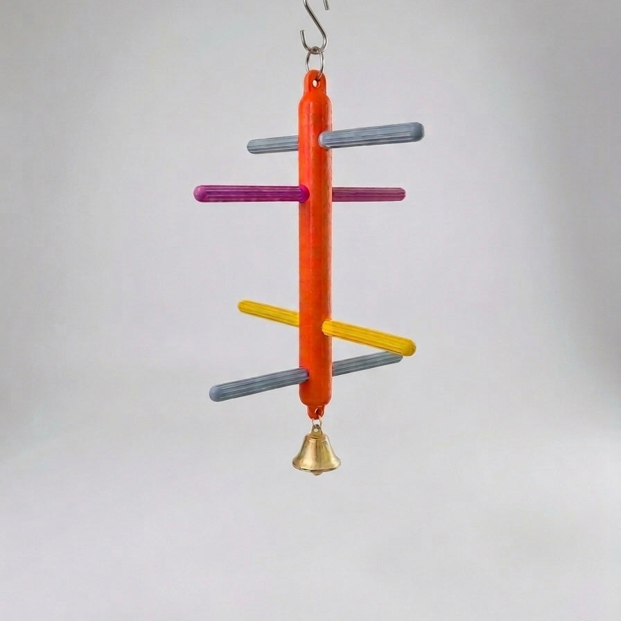Volikart™ Colorful Bird Perch Toy with Bell | Hanging Chew & Play Ladder | Cage Toy for Lovebirds, Budgies, Conure, Cockatiel