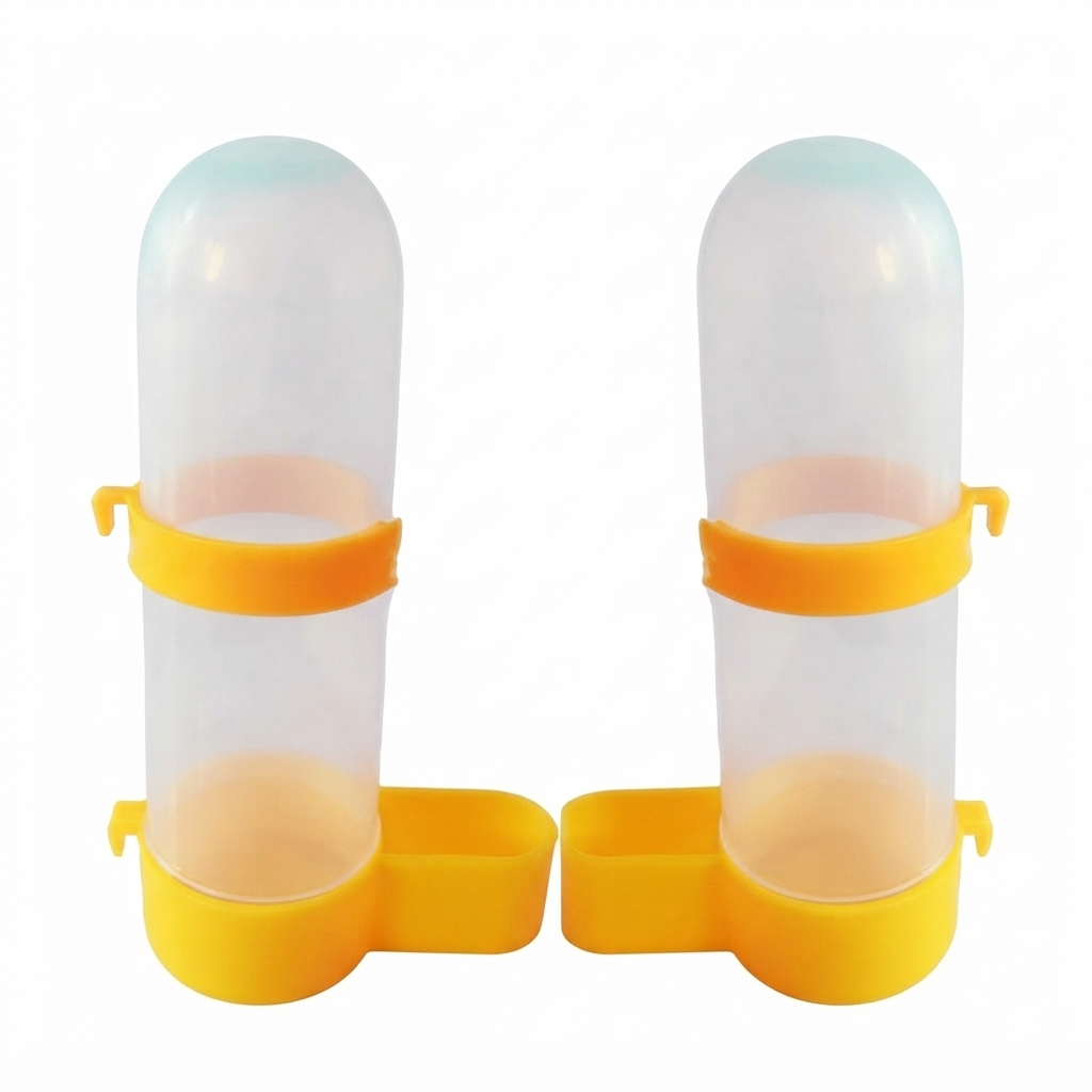 VoliKart 2 Pieces 400ML Bird Feeder for Food & Water, Yellow Cage Feeder for Budgies, Lovebirds, Finches, Cockatiels & Parakeets