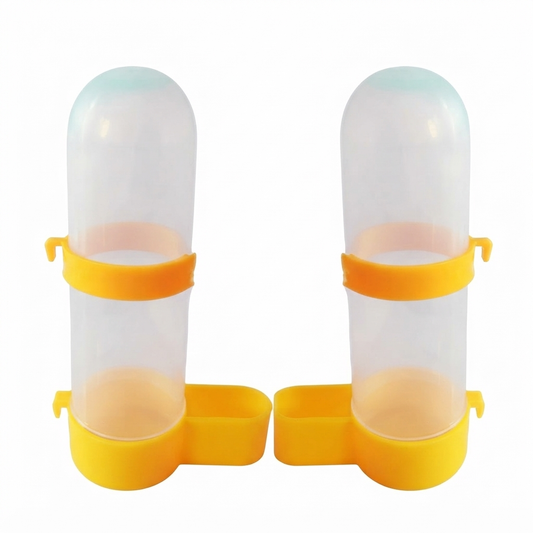 VoliKart 2 Pieces 400ML Bird Feeder for Food & Water, Yellow Cage Feeder for Budgies, Lovebirds, Finches, Cockatiels & Parakeets