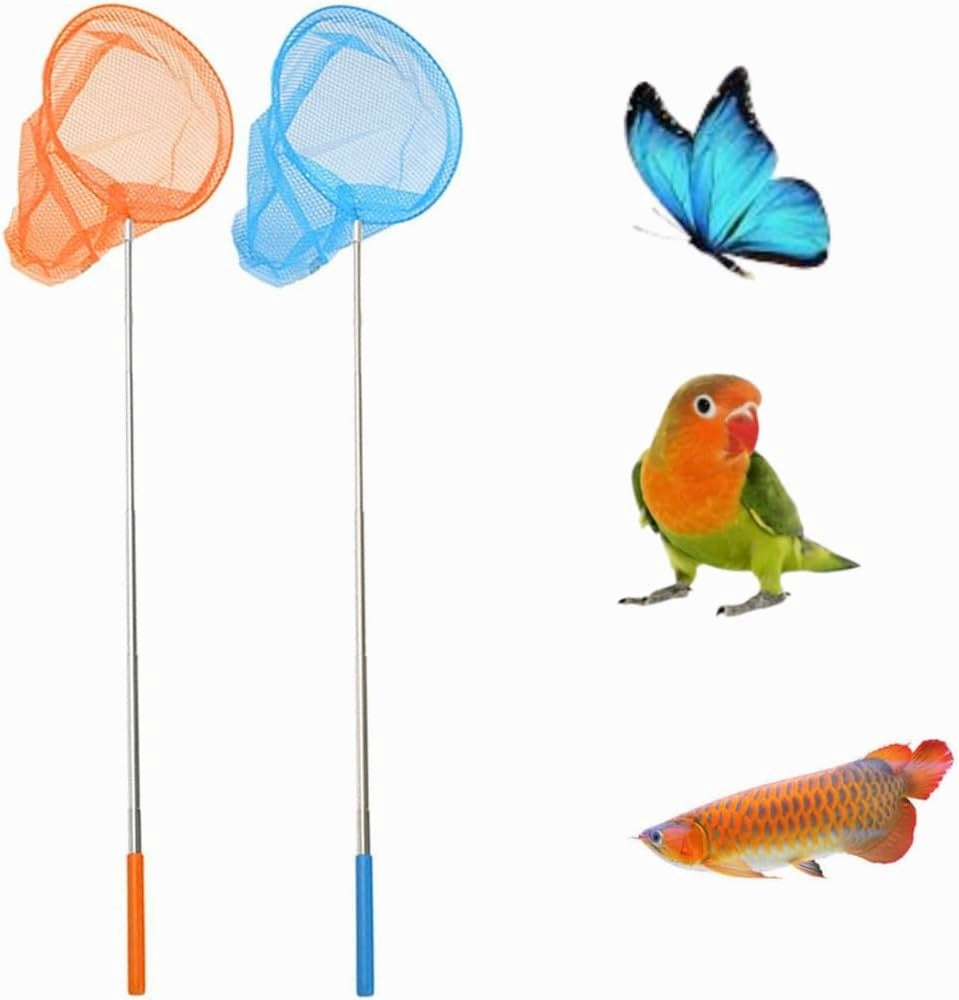Lizard Net Stainless Steel Telescopic Bird & Fish Catching Net with Anti-Slip Gri ...