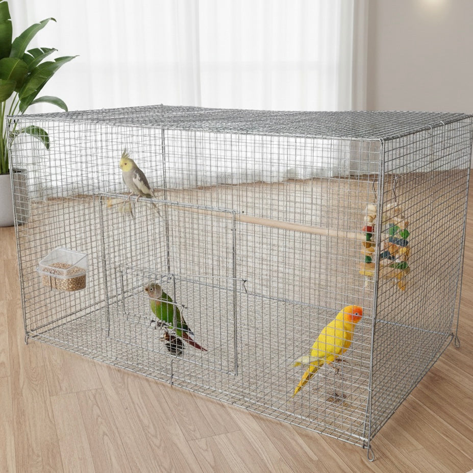 Small Conure Folding Bird Cage With Tray 21 inches (H) x 21.26 inches (W) x 35 inches (L)