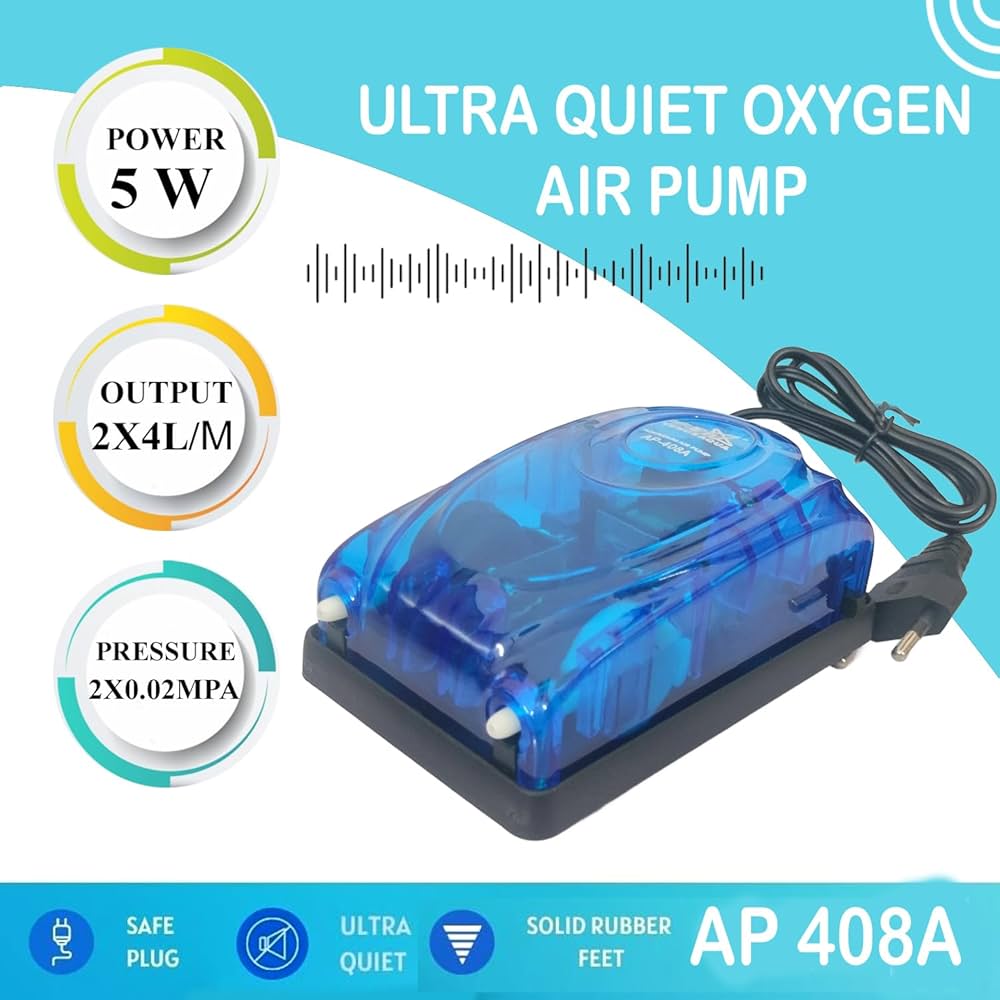Venus Aqua Aquarium Air Pump AP-408A – 5W, Dual Outlet