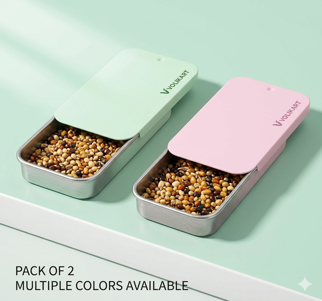 Volikart™ Portable Bird Training Feeding Box – Pocket-Sized Stainless Steel Slide Top Bird Feeder. Durable Outdoor Training Treat Box