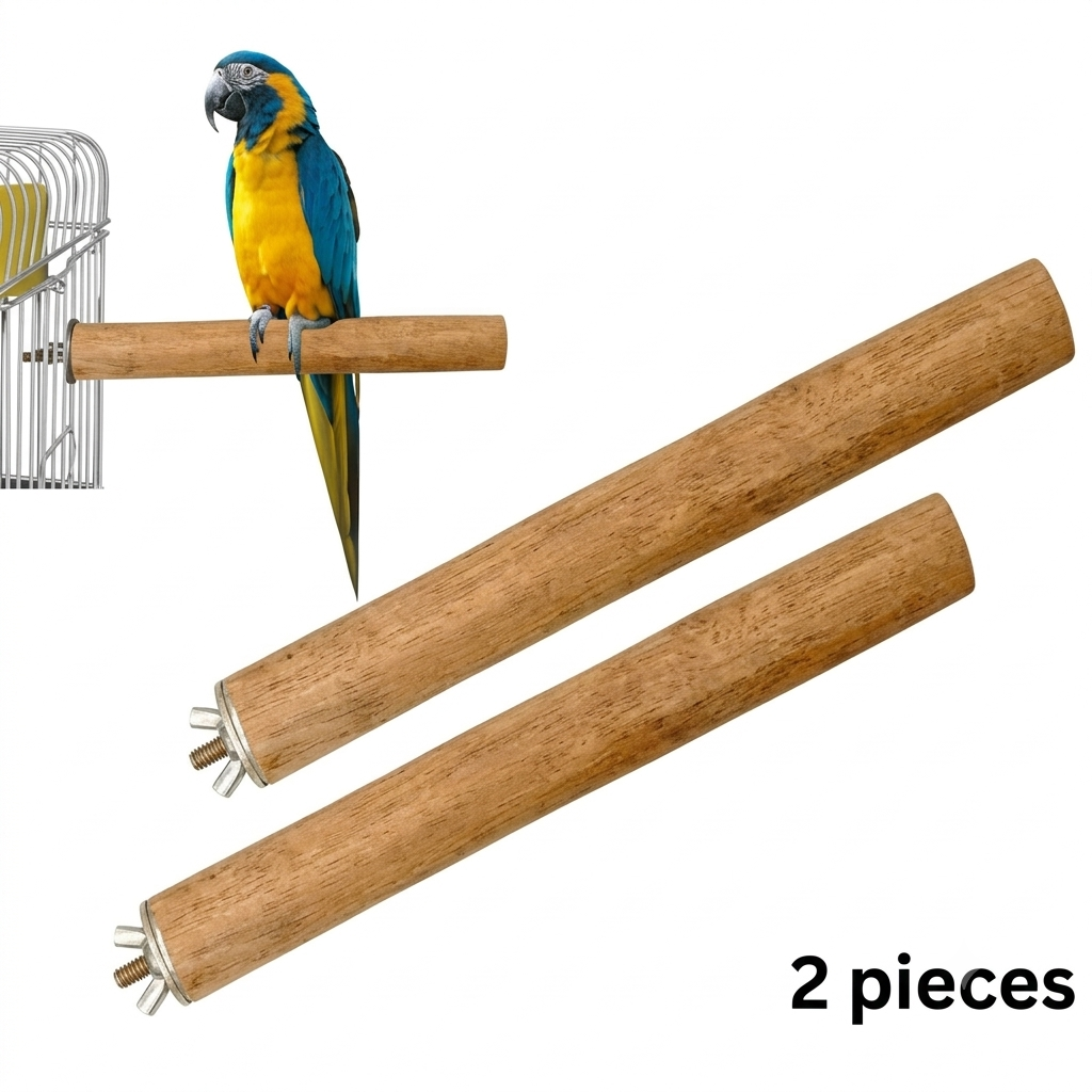 Pure Neem 🌿 2 Pieces Natural Wooden Stick Bird Perch Stand for All Birds 10 inch Length