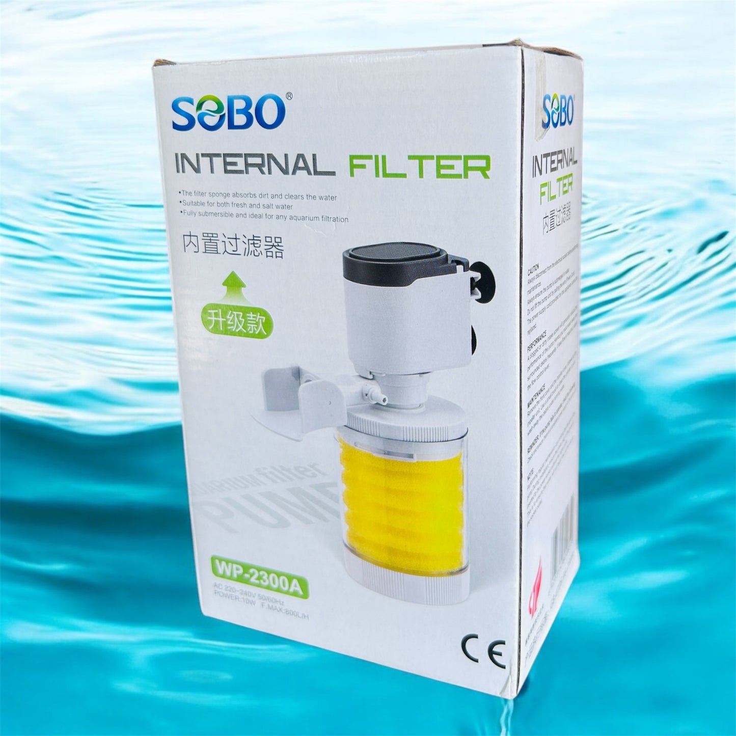 WP-2300A Internal Aquarium Filter – 10W Fully Submersible Filter for Fresh & Salt Water, 800L/H Flow Rate