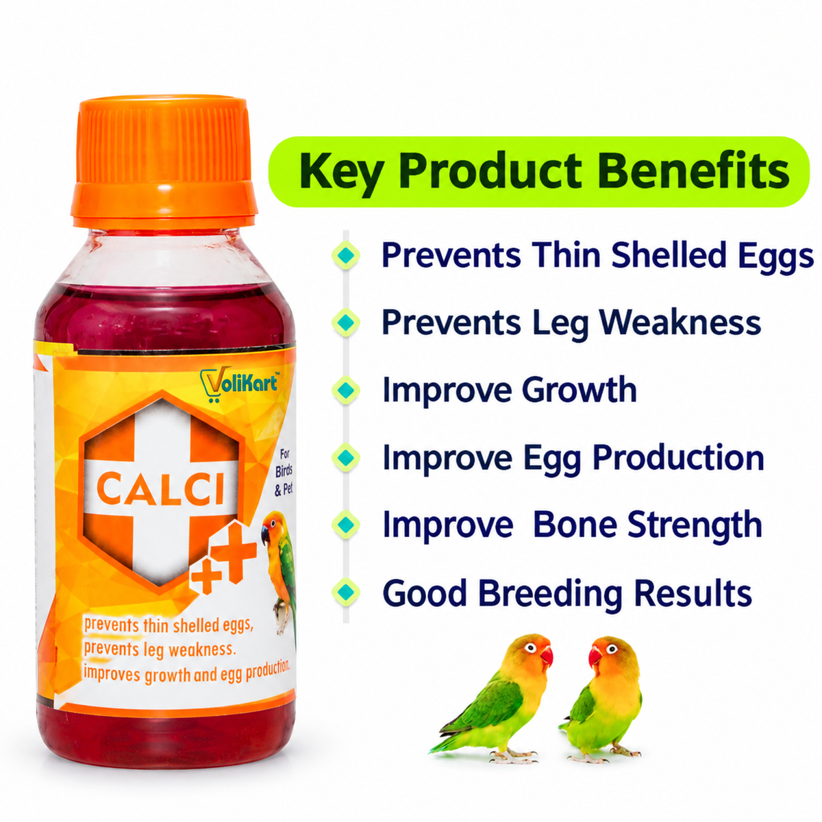 SF+ Calci Plus 30ml | Calcium Supplement for Birds | Egg Shell, Bone & Reproductive Health Support