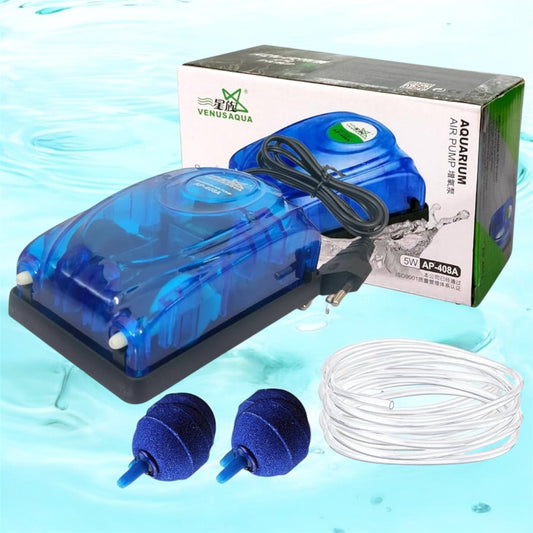Venus Aqua Aquarium Air Pump AP-408A – 5W, Dual Outlet