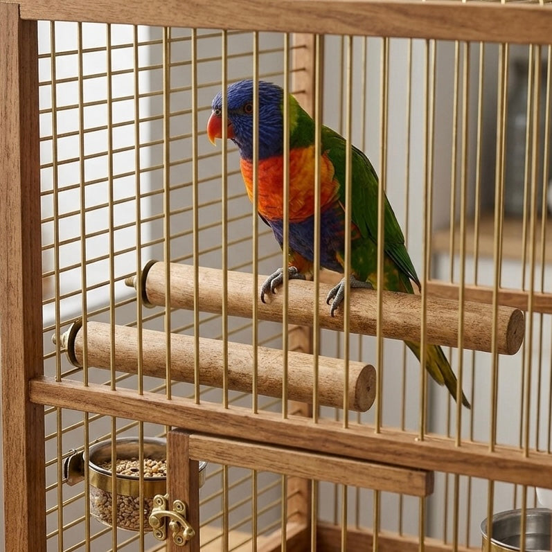 2 Pieces Natural Wood Bird Perch Stand 10 Inch for Cage Bird. Wooden Stick