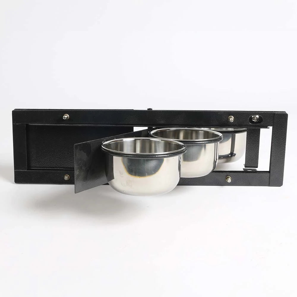 Volikart™ Rotating Bird Seed & Water Feeder | 3 x 500ml Stainless Steel Bowls | Heavy Duty Cage Mount Swing Feeder