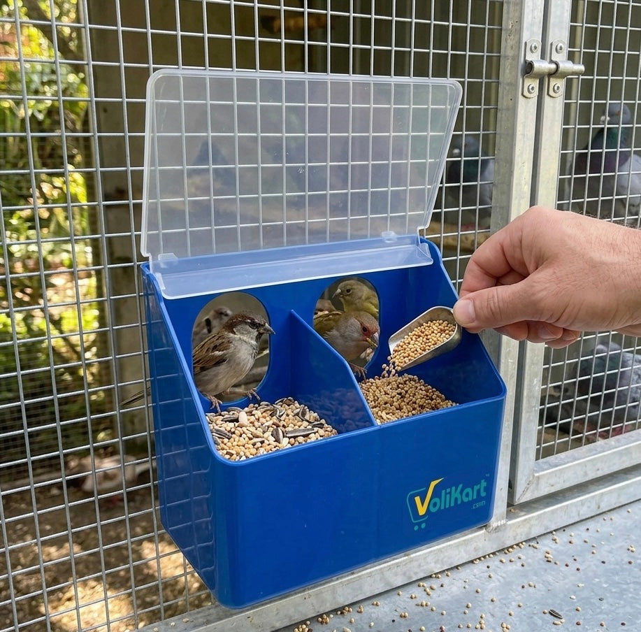Volikart™ Outside Cage Bird & Pigeon Seed Feeder (Anti-Waste)