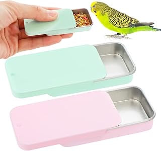 Volikart™ Portable Bird Training Feeding Box – Pocket-Sized Stainless Steel Slide Top Bird Feeder. Durable Outdoor Training Treat Box