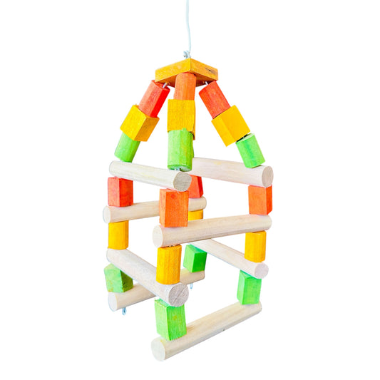 Colorful Wooden Hanging Bird Toys for Cage - Ideal for Lovebirds, Budgerigars, Cockatiels,Conures