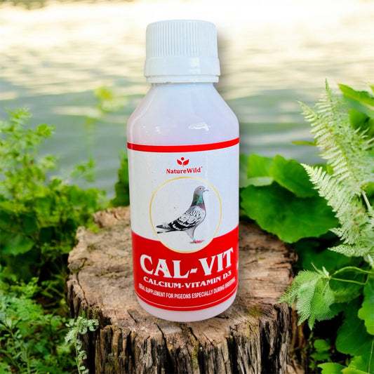 Nature Wild CAL-VIT Calcium & Vitamin D3 Supplement for Pigeons – Boosts Eggshell Quality, Bone Strength & Immunity – 100ml