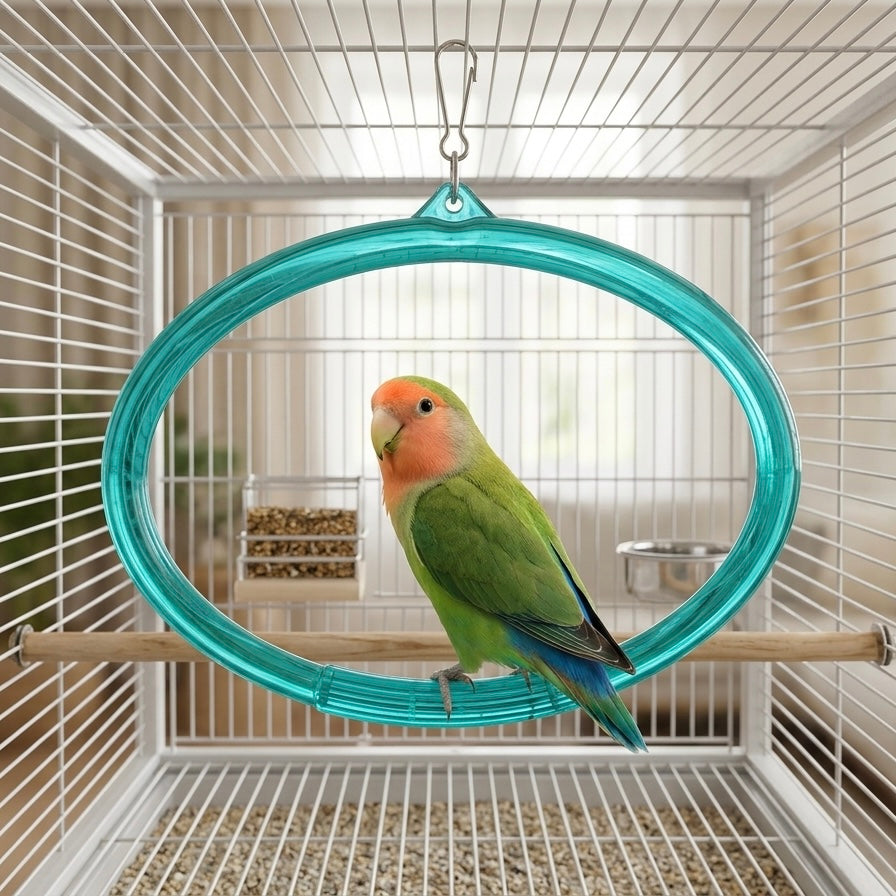 Volikart™ Bird Swing Set (2 Pieces) | Hanging Ring Perch | Cage Swing Toy for Budgies, Lovebirds, Cockatiels & Small Parrots